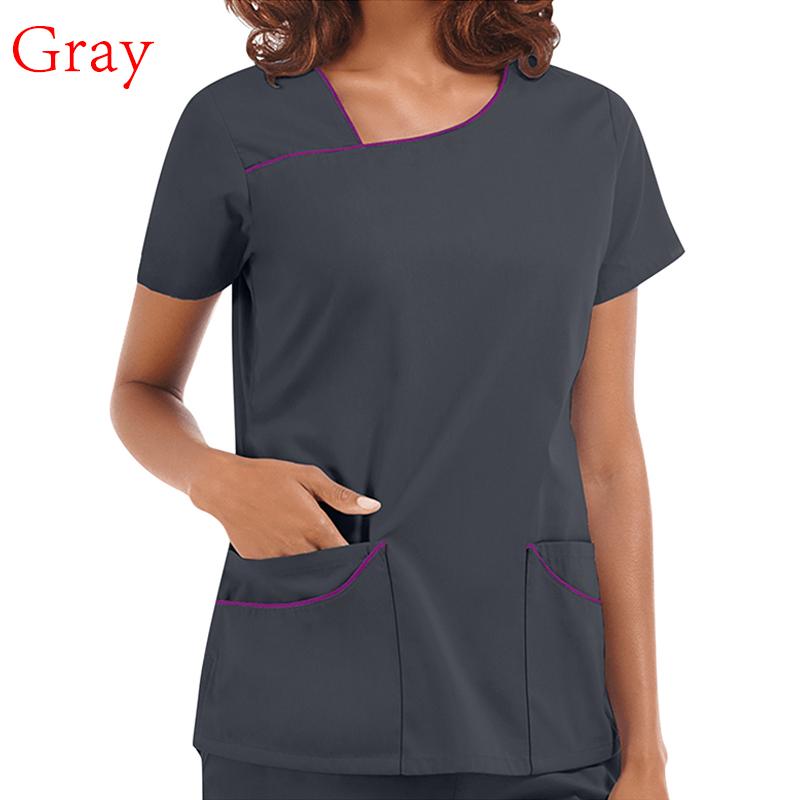 Женские летние топы, футболка с коротким рукавом и v-образным вырезом, карман, униформа с принтом, сексуальная медсестра, работники клиники