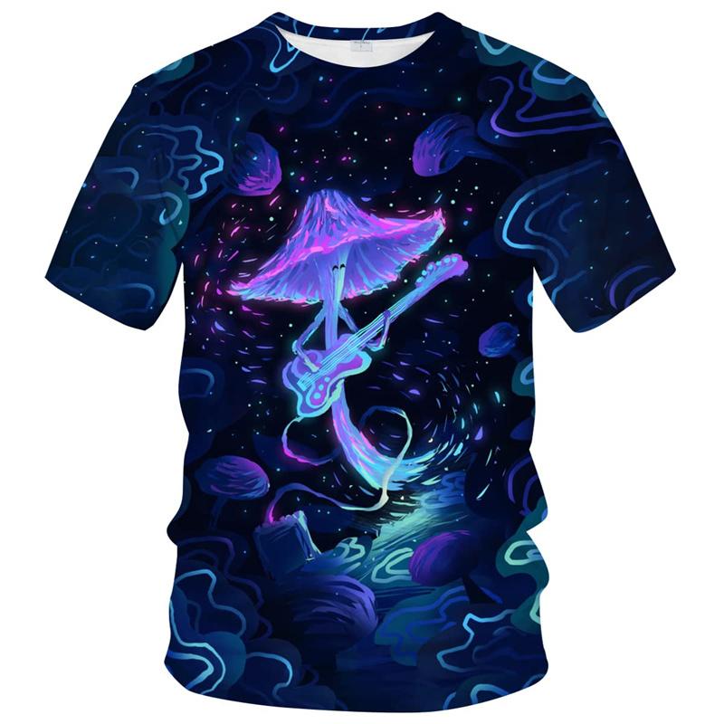 3D Printed Magic Mushroom T Shirt For Men Forest Elf Pattern Tees Casual Round Neck Breathable Comfortable Short Sleeve T-Shirts