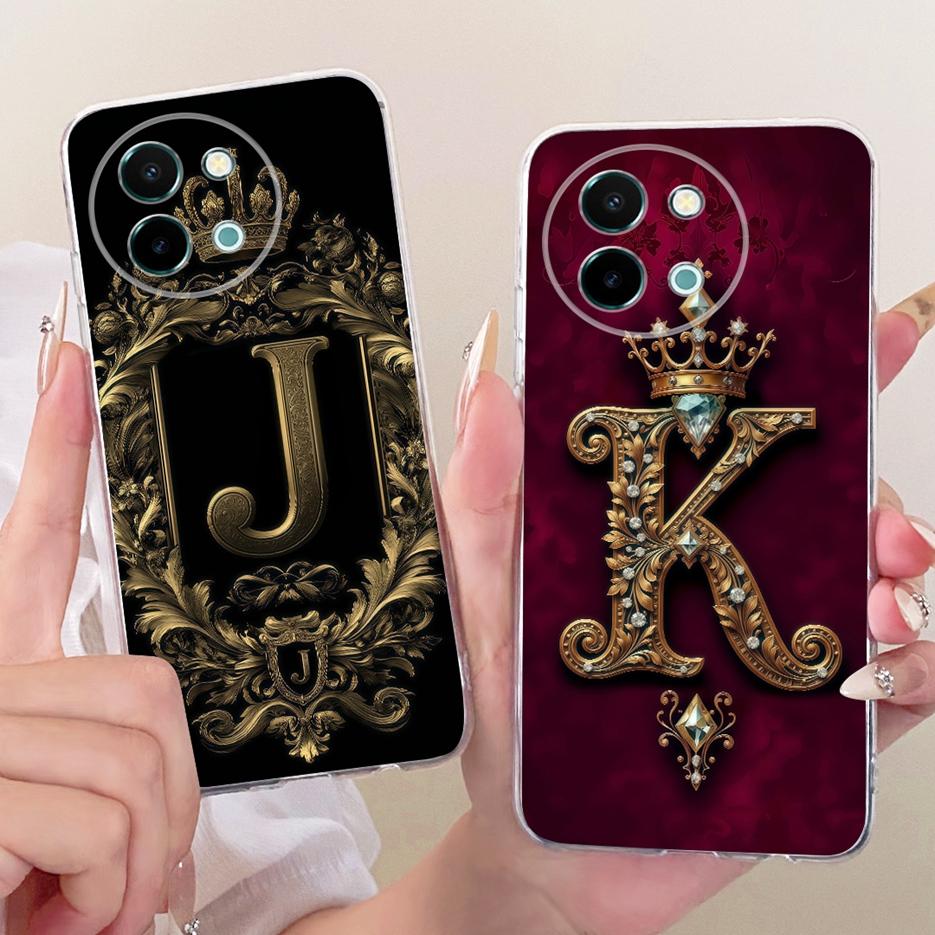 Чехол для Vivo Y38 Чехол для Vivo Y58 5G V2355 Роскошный чехол с буквами-коронами Мягкие тонкие чехлы для телефона Для Vivo Y38 Y 58 VivoY38 VivoY58 5G Fundas