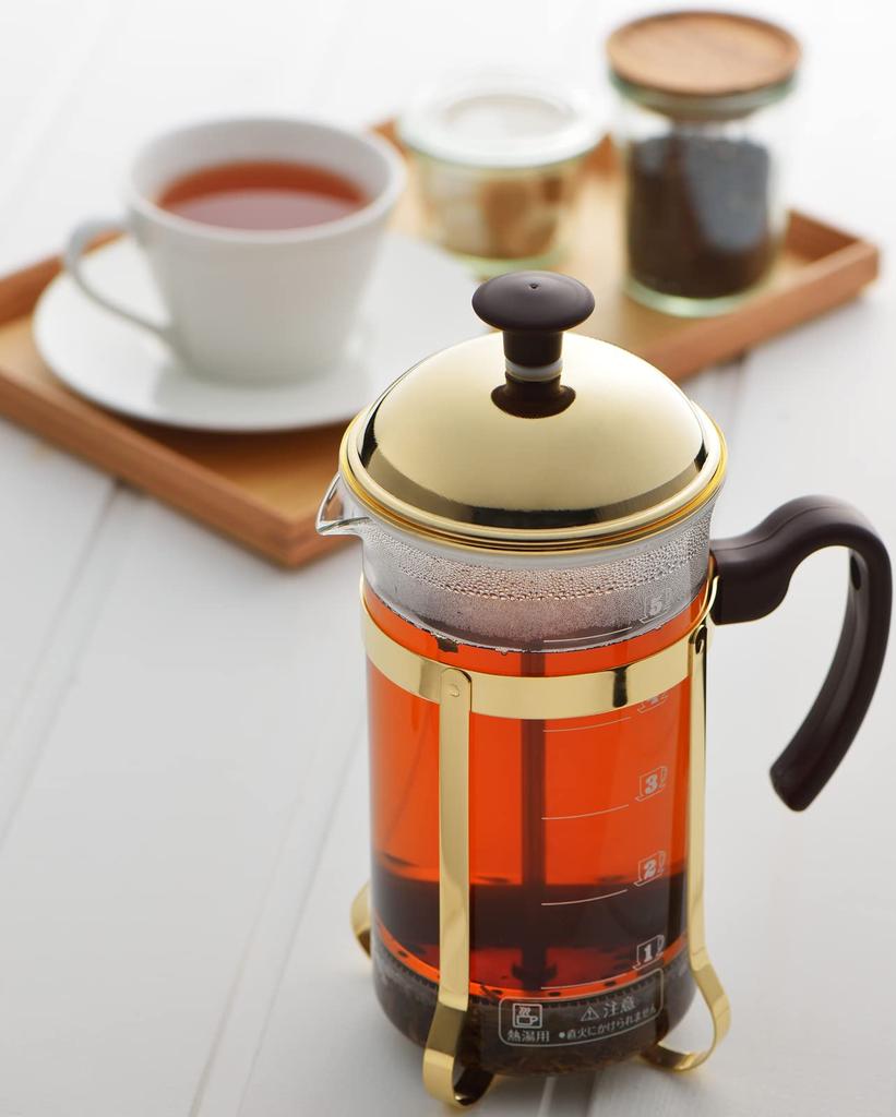 Yoshikawa Coffee Press/Tea Server, 750ml French Press, 5-Cup Capacity, Graduated, Made In Japan, Mocha Brown, SJ3306