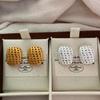 Square Metal Woven Hollow Earrings Stud Earrings Light Luxury Niche Design Retro Premium Cold Earrings Minimalist