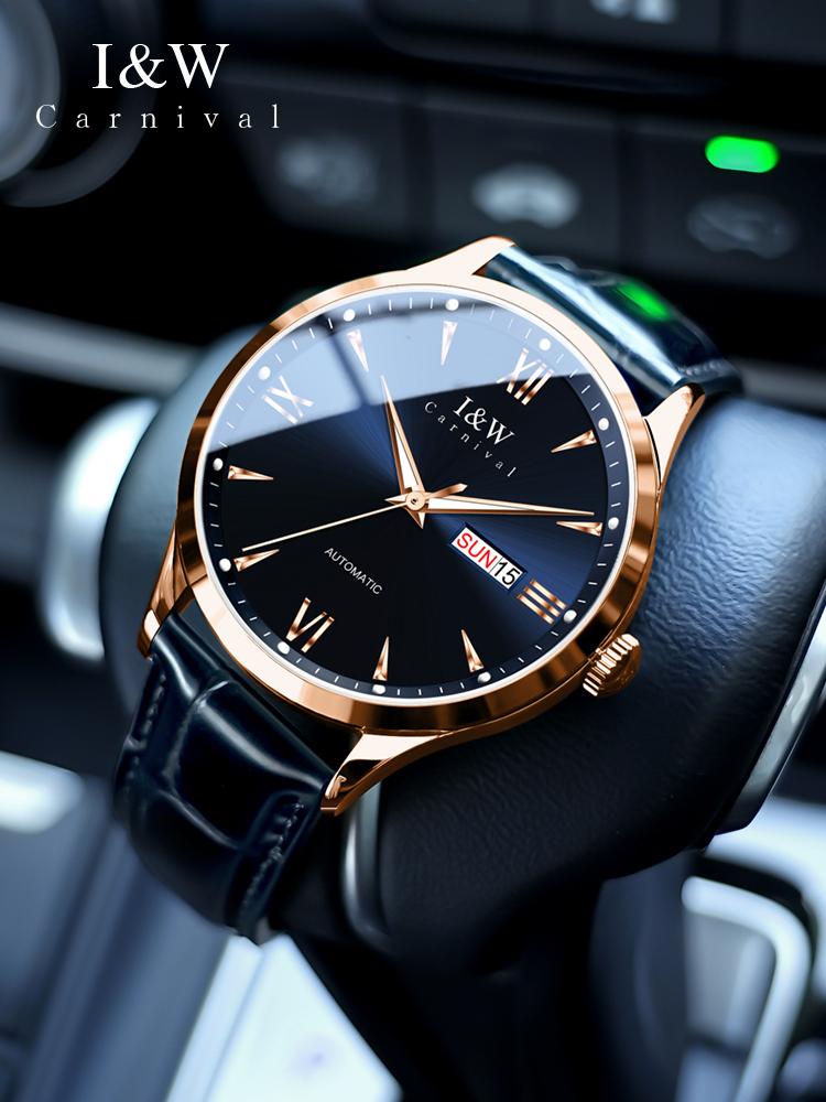 IW Rose Gold Blue Men's Watches Trend Fashion Fine Steel Original Automatic Mechanical Watch for Man MIYOTA Movement Calendar