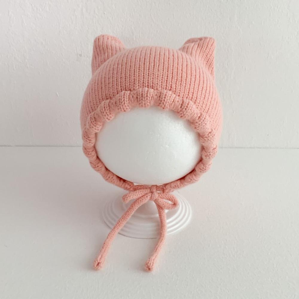 Winter Baby Knitting Hat Solid Color Ear Protection Cap Cute Cat Ear Knit Hat Boys Girls