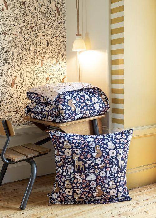 Housse de couette + taie - Foret enchantée - 140 x 200 cm - 100% Coton - Lavable à 40°