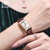 JSDUN Woman Watch Luxury Diamond Dial Comfortable Leather Watchband Fashion Square Rose Gold Quartz Wristwatches Montre Femme