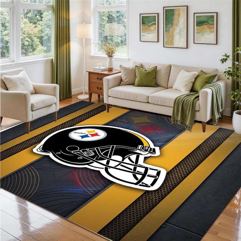Pittsburgh Steelers Design Crystal Velvet Rug Soft Decorative Mat for Bedroom Entrance