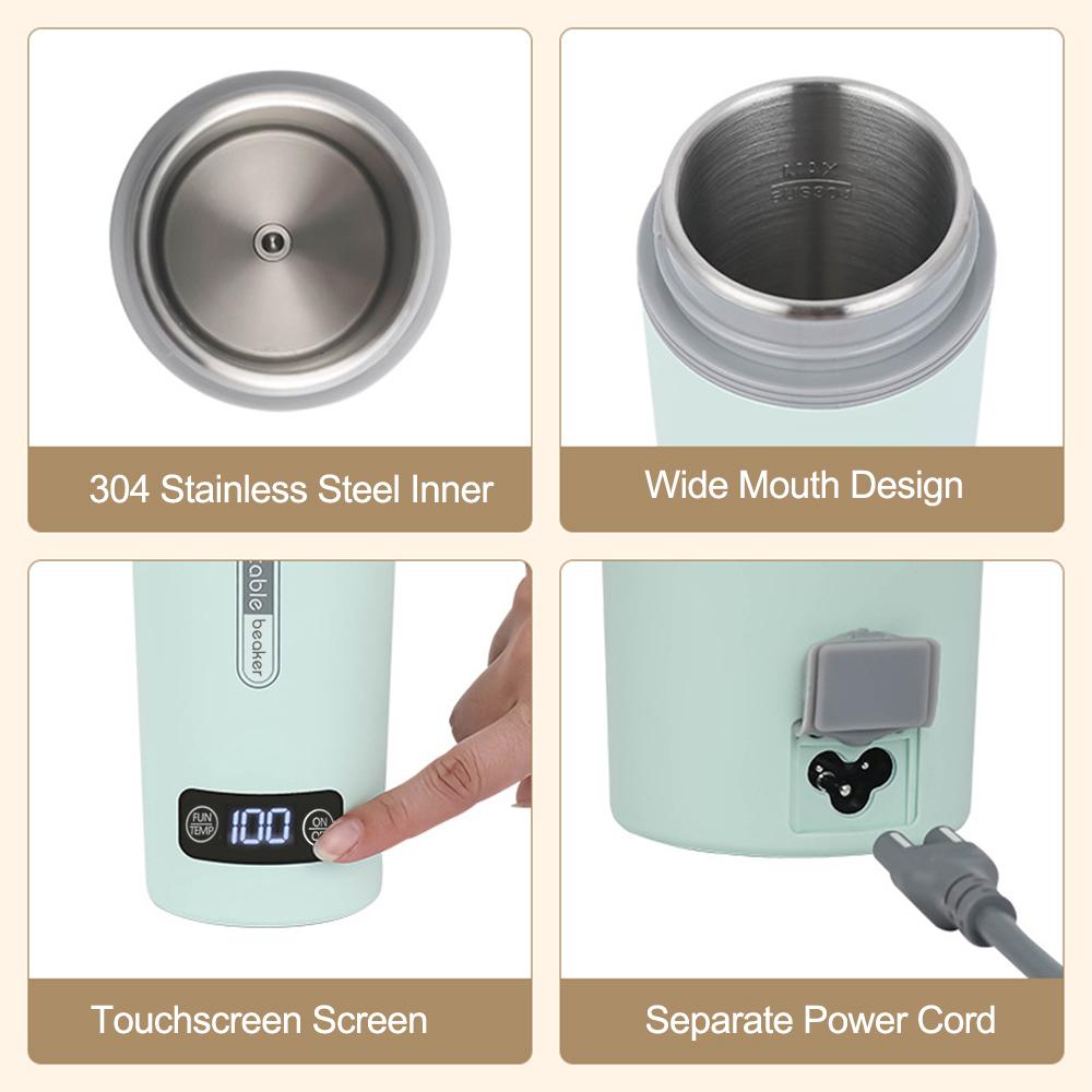 Portable Electric Kettle for Boiling Water 350ml Stainless Steel Anti-Spill Leak Proof Personal Hot Water Boiler with 4 Variable Presets Keep Warm