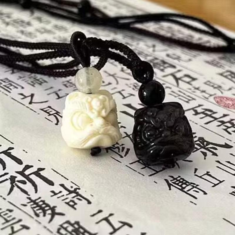 Chinese Style Lion Pendant Necklace Simple Clavicle Chain Vintage Choker Necklace Fashion Jewelry Gift for Women Men