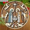 Nativity Wooden Christmas Sign - Navidad Round Sign for Front Door, Wall Hanging Decor - Ideal Christmas Gift