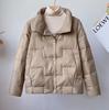 МОДНАЯ антисезонная куртка-пуховик женская короткая 2024 новая свободная белая утиная пуховая куртка с воротником-стойкой модная маленькая легкая куртка Одежда