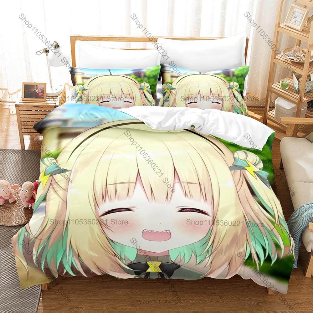 Cool Pikamee Amano Duvet Cover + 2 Pillowcases, VTuber Anime Print Bedding Set Soft Bed Linen for Fans Bedroom Decor