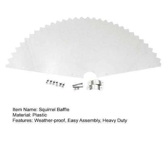 Кормушка для птиц Wrap-Around Squirrel Baffle с зубчатым краем, устойчивая к погодным условиям, наружная подвесная кормушка для птиц, крепление на столбе, прозрачная, для енотов, белок, грызунов