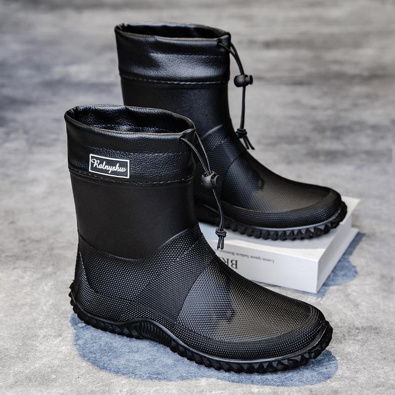 Rain shoes men's and women's short tube non-slip and wear-resistant water shoes couple outdoor closed commuter waterproof glue shoes water boots