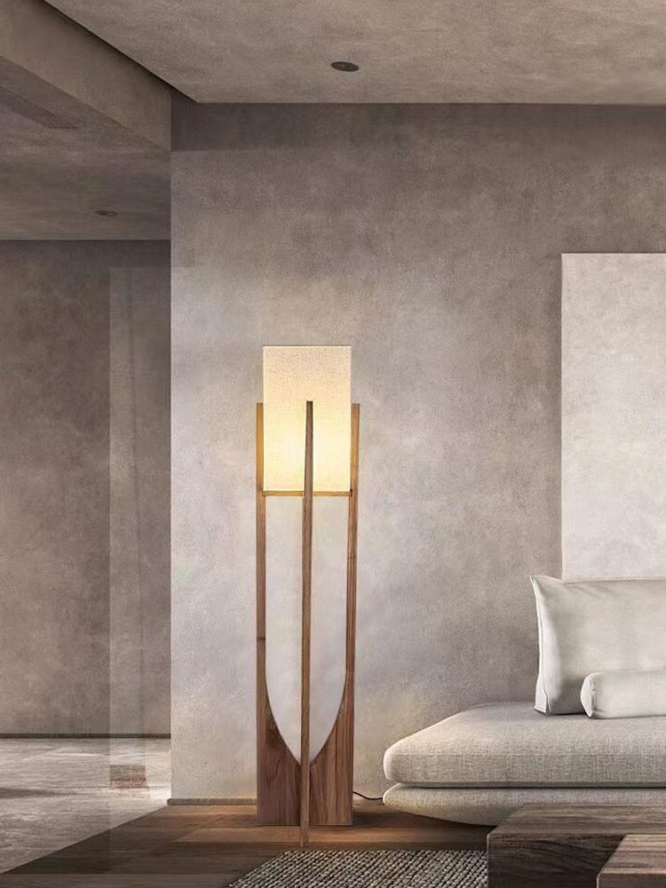 Solid Wood Floor Lamp Japanese Style for Living Room Hotel Teahouse Homestay Bedroom Sofa Corner Standing Light Bedside Table La