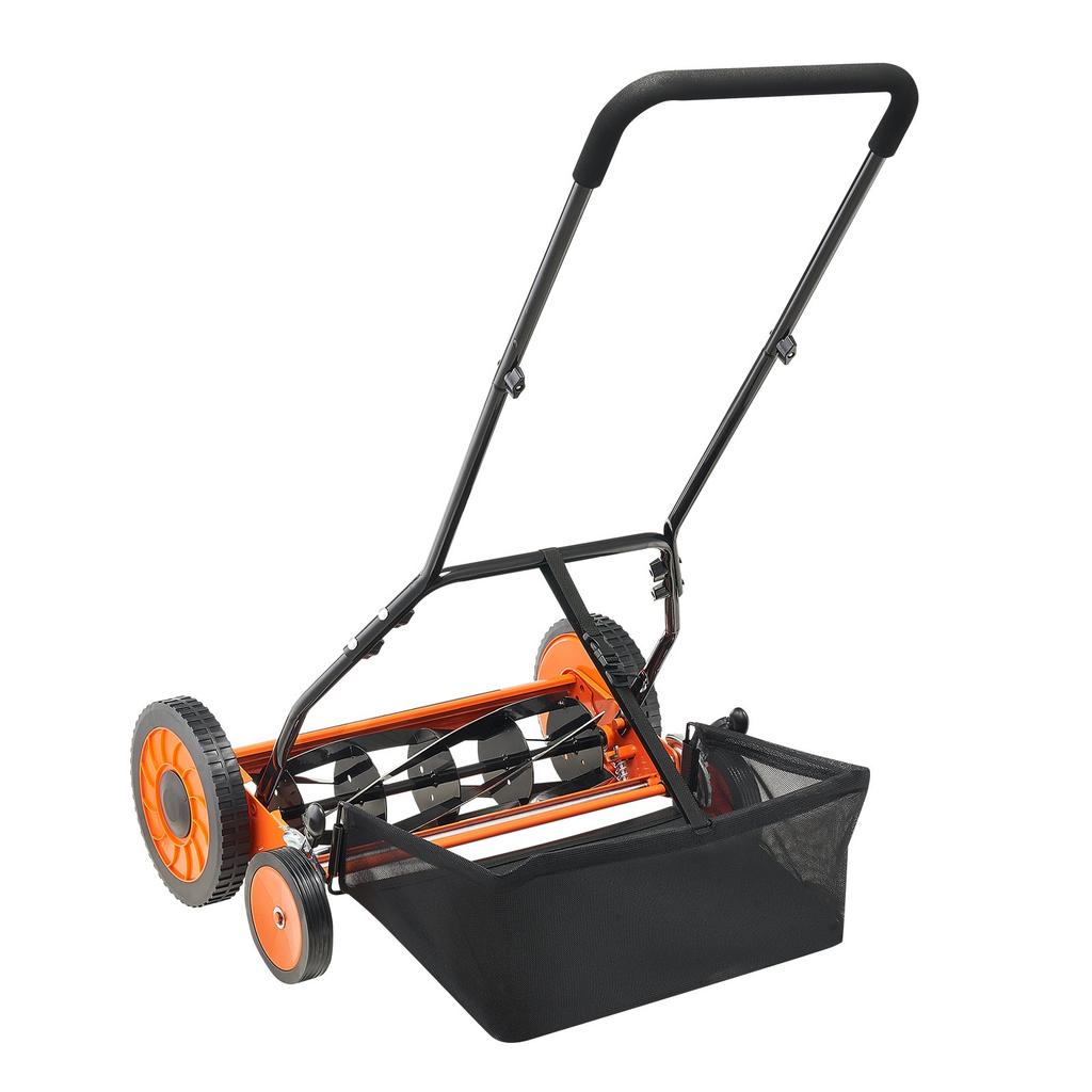 VEVOR Push Reel Lawn Mower 45 cm, 5 Blades Manual Push Mower No Motor, 35- 62mm Adjustable Cutting Height