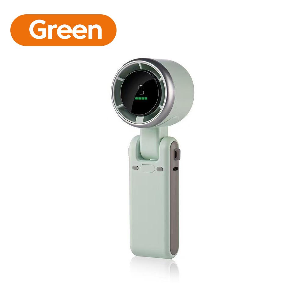 2026 Handheld Folding Fan Type-C Charge Ports Portable Desktop 5level Wind Speed Adjustment Digital Display Electric Fan With Lanyard