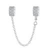 925 Silver Safety Chain Charm Bracelet Set Clover Lock Key Bear Peace Dove Fruit Decoration Beaded Fine Jewelry Gift