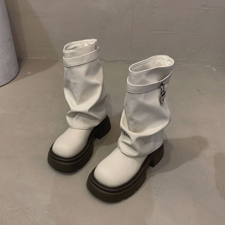 Интернет знаменитости средние ботинки Martin женские летние 2025 новый иностранный стиль трендовый костюм ретро универсальные ботинки на толстой подошве для брюк