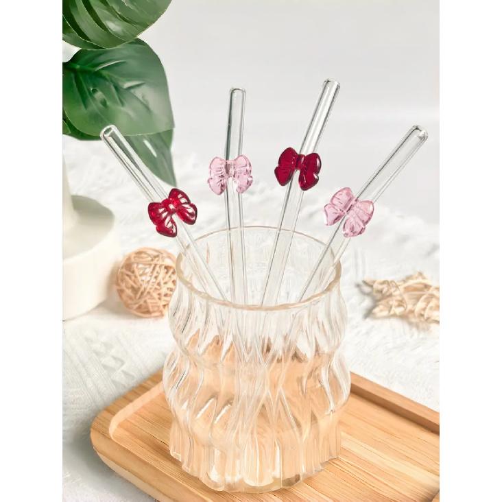 1/3/7PCS Elegant Reusable Bent Glass Straw Bow Design Ideal for Milk Tea Cocktails Drinks Festive Party Atmosphere Gift 5