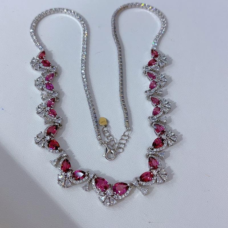 Sace Gems Сертифицированное ожерелье из стерлингового серебра 925 пробы с натуральным гранатом 4*6 мм для женщин, помолвки, коктейльной вечеринки, ювелирные украшения