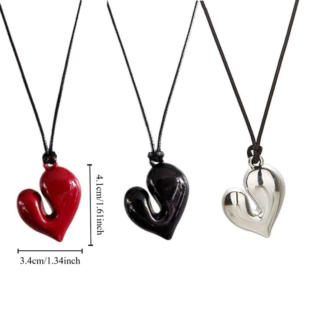 Drawstring Fashion Choker Irregular Sweater Chain Adjustable Heart Pendant Necklace  Gifts