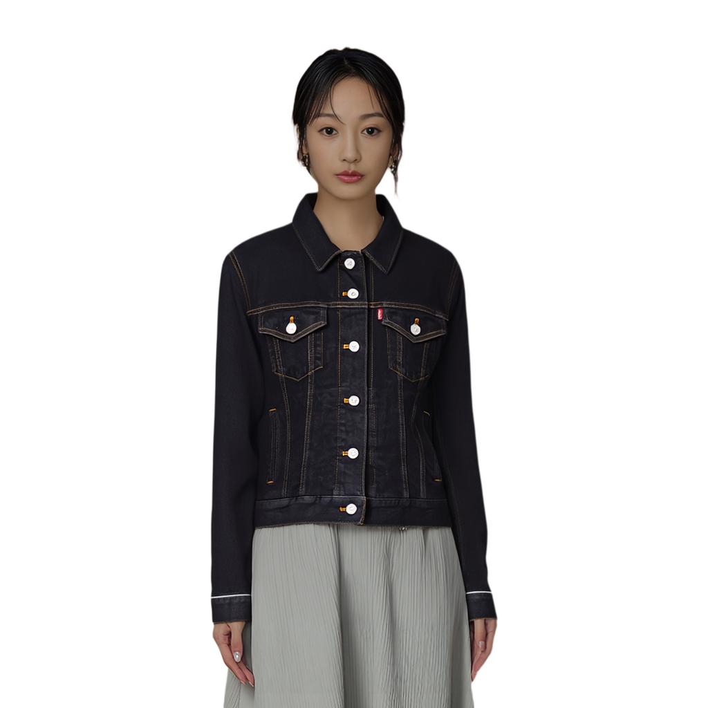 Levis Повседневная Удобная Приталенная Однобортная Джинсовая Куртка с Длинным Рукавом Женские куртки Темно-синий 29945-0236