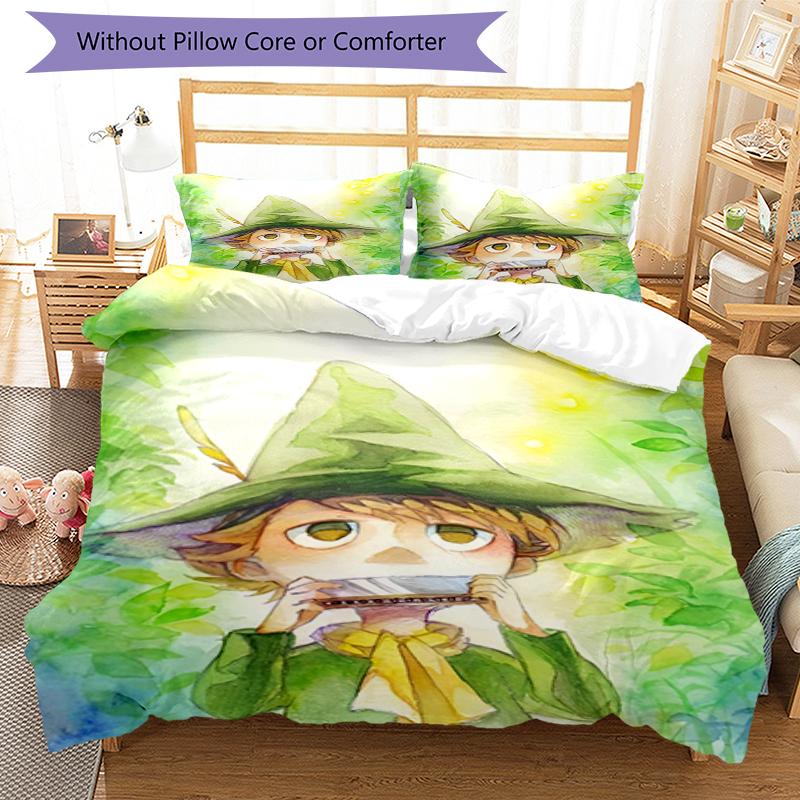 3pcs Snufkin Bedding Set Duvet Cover Closure Includes 1 Duvet Cover & 2 Pillowcases, Soft and Comfortable for All Seasons.