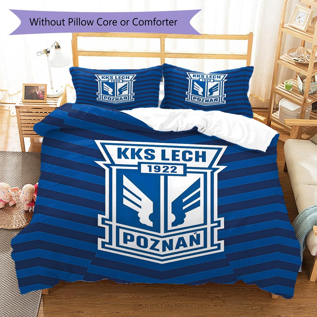 KKS Lech Poznań Bedding Quilt Set Quilt Cover Pillowcase Home Decoration Birthday Gift (1 * duvet cover + 2 * pillowcase, without core)