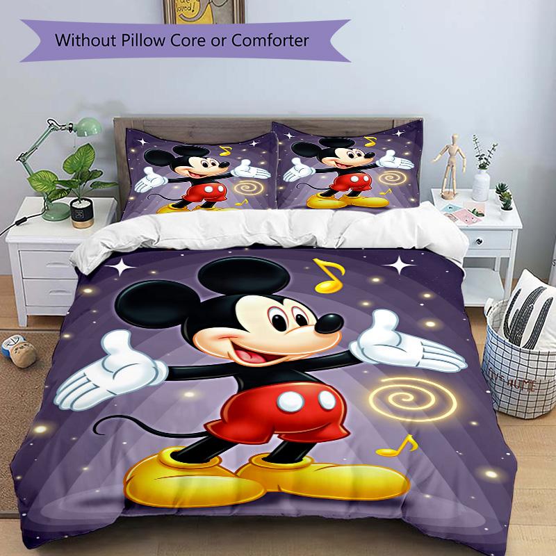 Mickey Mouse Magic Moment Print 3Pcs Bedding Setduvet Cover With 2 Bedropillowcase Home Birthday Gift