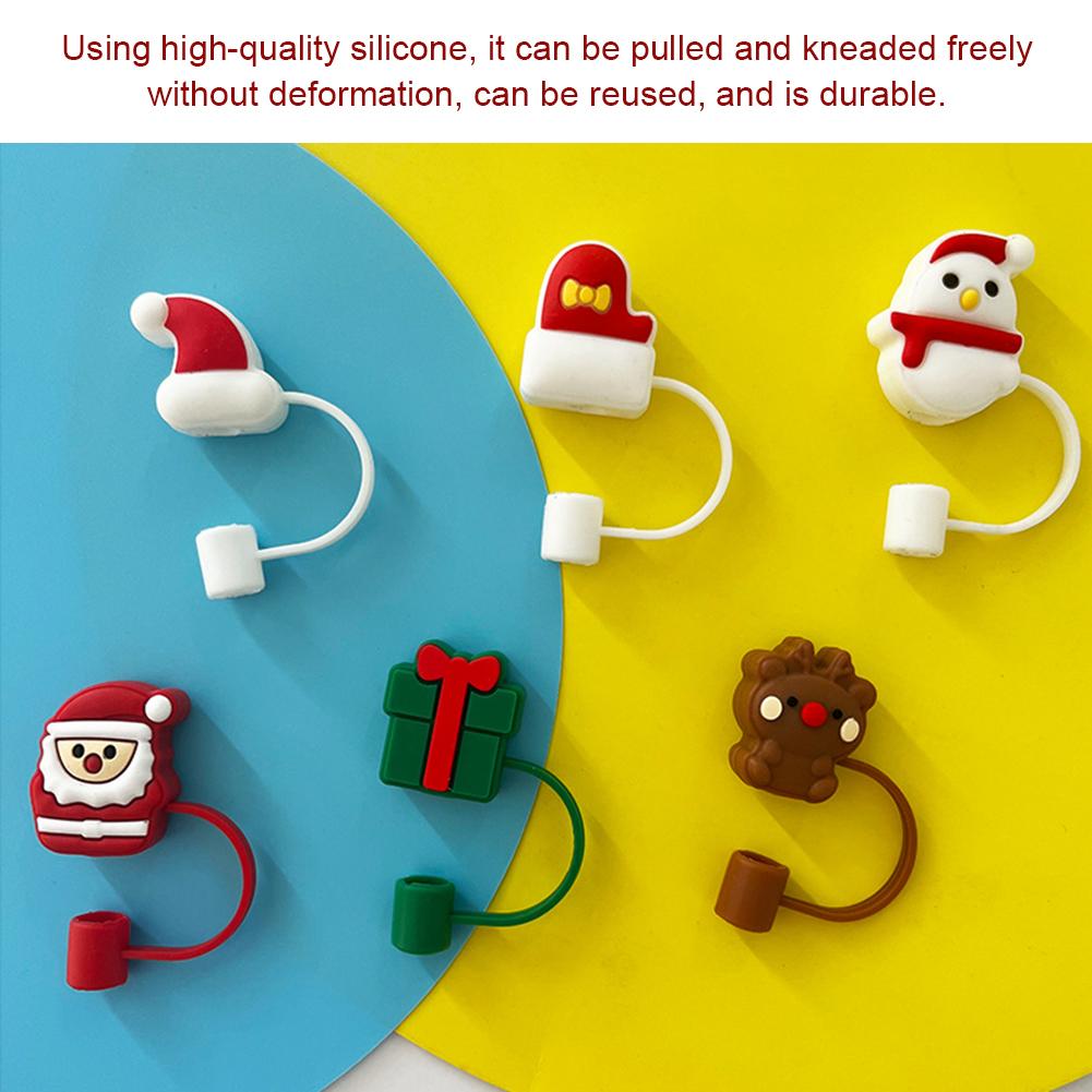10mm Christmas Straw Cover Cap Dust-Proof Reusable Straw Tips Lids for Stanley Cup Straw Topper Compatible with 30&40 Oz Tumbler