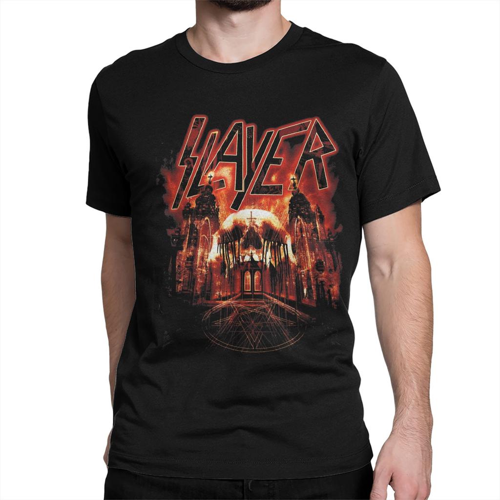 Novelty Hell Awaits 35th Anniversary 1980s Metal Band T-Shirts Men Women's Cotton T Shirts Slayer Band Tee Shirt Summer Clothing