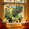Non-adhesive Glass Stickers 4 Sheets Halloween Electrostatic Stickers, Cartoon Pumpkins Castle Bats Window PVC Waterproof Static Clings for