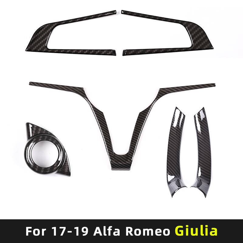 For 17-19 Alfa Romeo Giulia/Stelvio steering wheel V-frame One-touch start box steering wheel button decoration sticker ABS