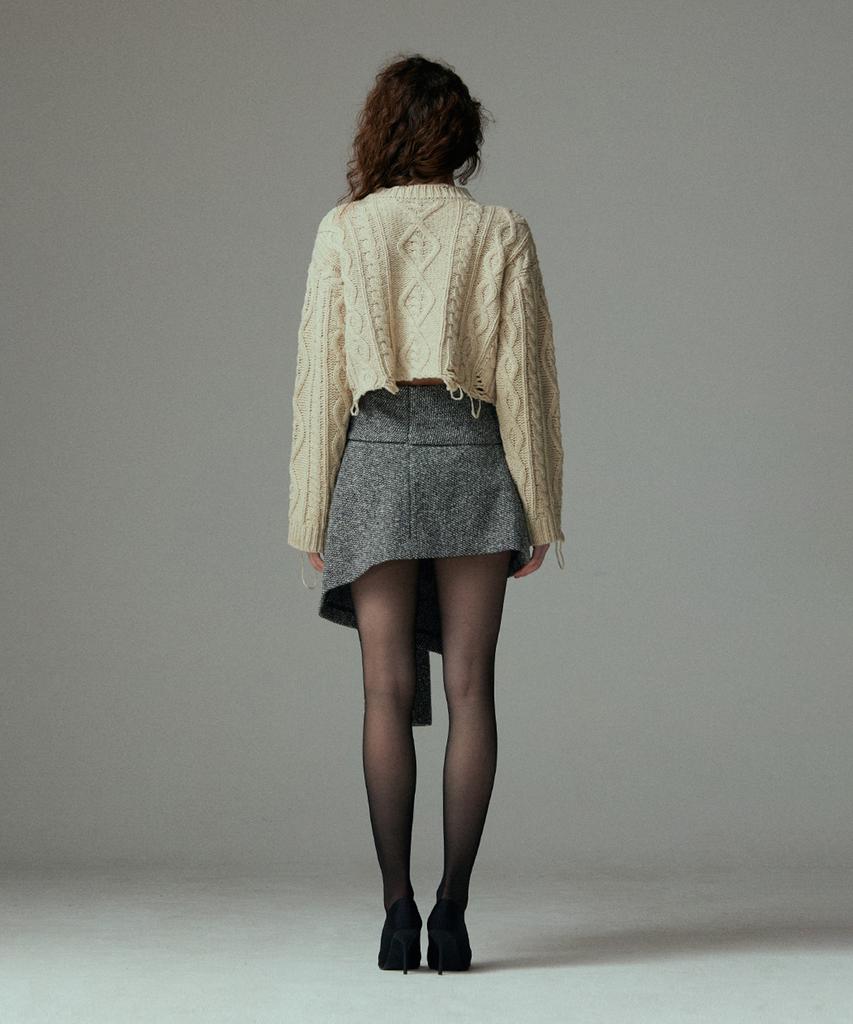 Meuameu Cable Destroyed Crop Knit