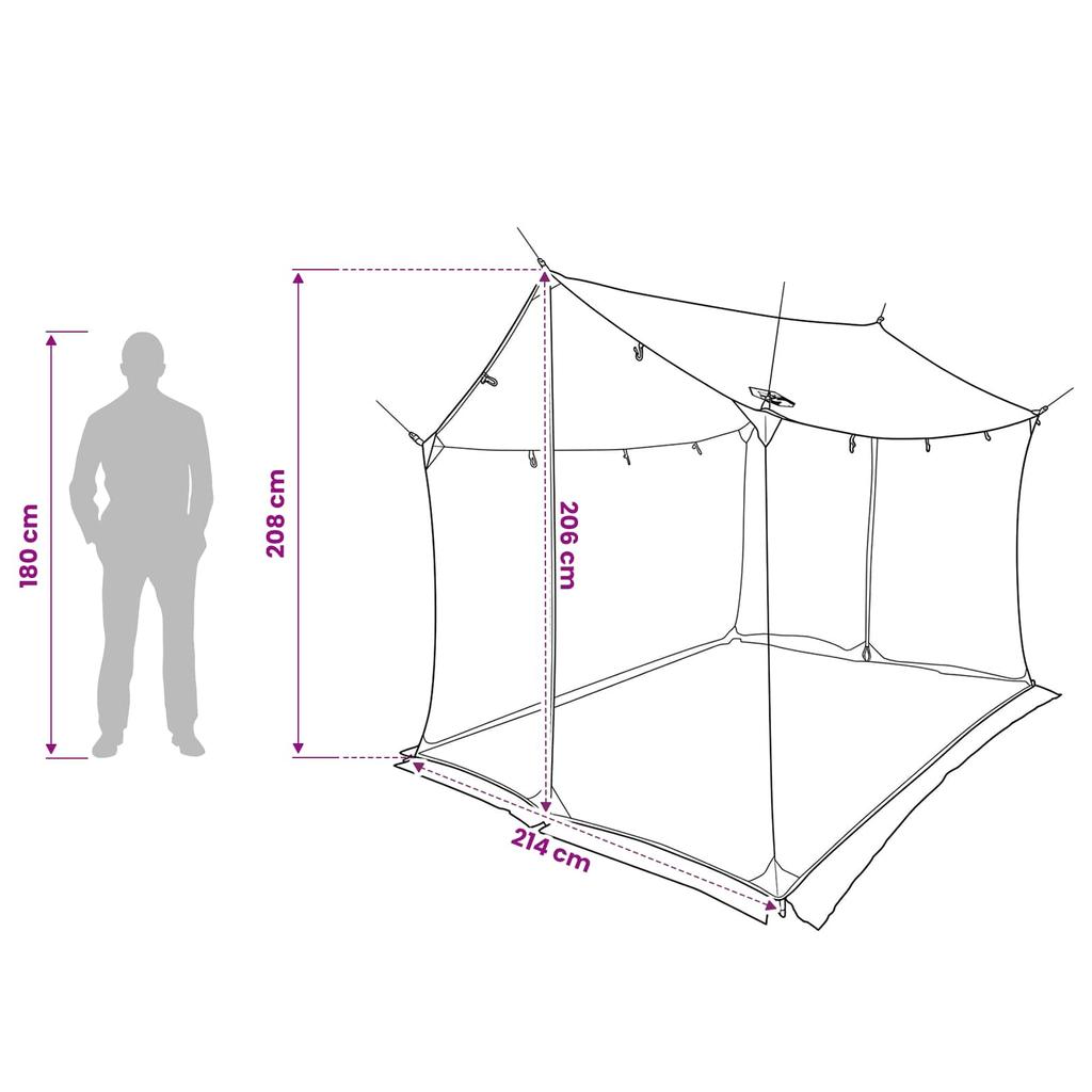 Camping Tarp with Mesh Walls Brown Grey 270 x 210 x 210 cm