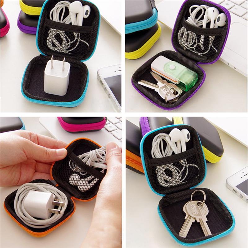 Earphone Wire Organizer Box Data Line Cables Storage Box Case Container Mini Wallet Travel Headphone Protective