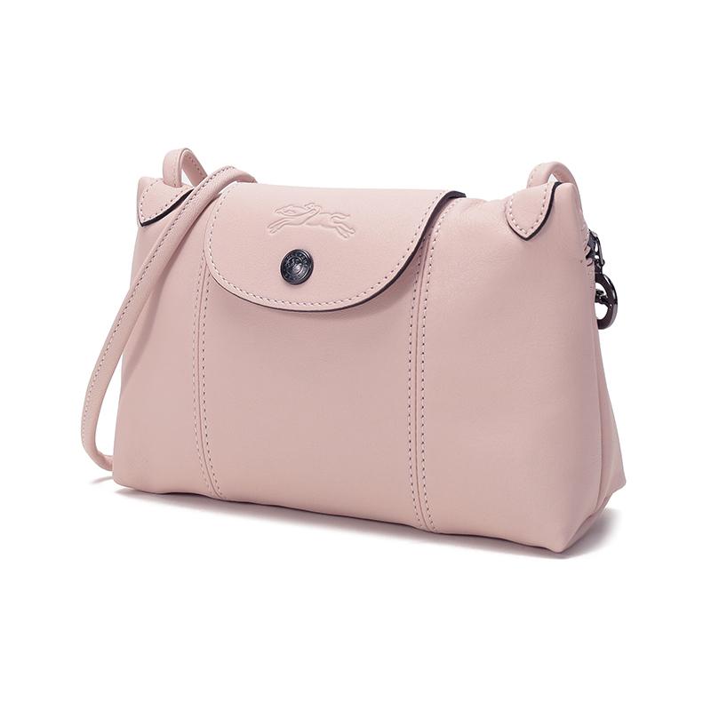 Longchamp Le Pliage Cuir 22 Solid Color Flap Lambskin Shoulder Crossbody Bag Women bags Light-Pink 1061757P53
