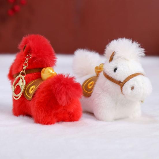 Милый плюшевый брелок-пони, талисман удачи в год Лошади по зодиакальному календарю, украшение для сумки, декор для автомобиля, мягкая игрушка-животное в подарок