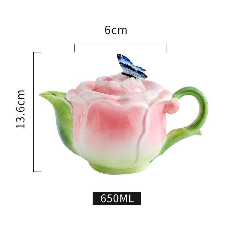 Rose Ceramic Mug Porcelain Mug Simulated Flower Shape Tea Set Petaled Teapot Butterfly Bud Cup Coffee Cups Cups and Mugs Set