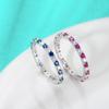 S925 Silver Ring About Fashionable Sapphire Row Ring Full of Diamonds Colorful Zircon Ring Light Luxury Fashion Simple Niche Design