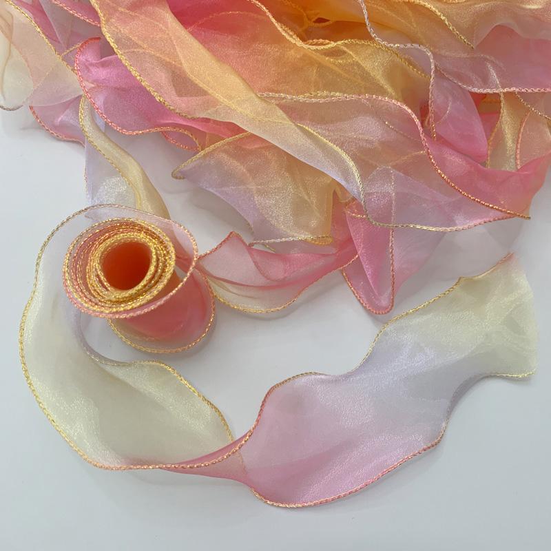 10 ярдов Волнистый край 6 см шириной Упаковка подарков Градиент Швейные принадлежности Аксессуары для рукоделия для головного убора Шляпа DIY Рыбий хвост Пряжа