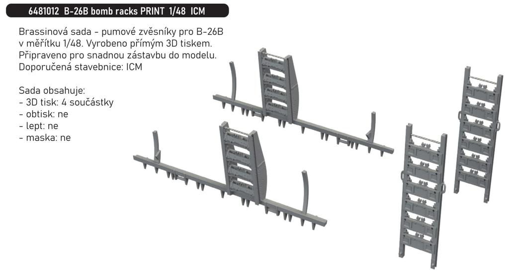 Eduard 1/48 B-26B Bomb Rack (for ICM) Plastic Model Kit Parts EDU6481012 (Airplane)