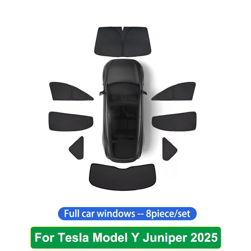 Для Tesla Model Y Juniper 2025 Запуск Солнцезащитная шторка Переднее Заднее Боковое Окно Солнцезащитный козырек на лобовое стекло Аксессуары для кемпинга на открытом воздухе