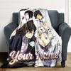 1pc Bungo Stray Dogs Blanket with Custom Name, Gift, for Men and Women, Soft Blanket, Good for Sofa Bed Couch Travel, Lightweight Flannel Blanket