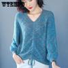 Универсальные вязаные топы с v-образным вырезом, осенне-зимние нижние рубашки, новинка 2022 года, женские повседневные свитера с вырезами, пуловеры