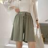 Женские летние дышащие шорты с высокой талией и широкими штанинами на шнурке
