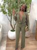 European and American fashion African long-sleeved trousers set swinging collar sexy versatile slim-fitting top pants two-piece set women