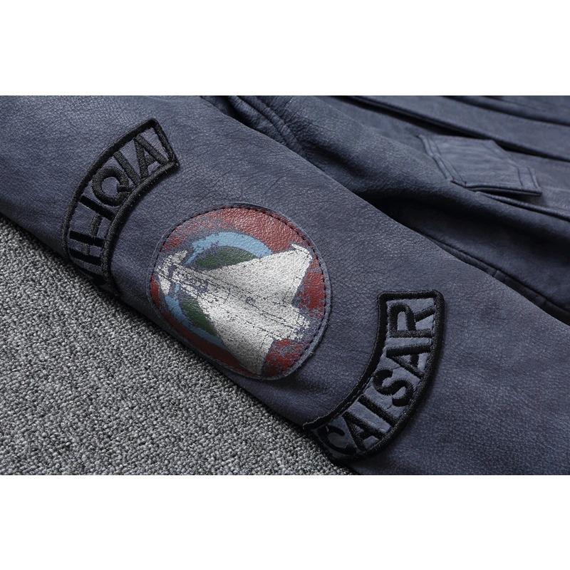 Китайский размер, натуральная кожаная куртка для мужчин, настоящая воловья кожа, военный летный костюм A2, вышитые пилотские пальто, мужская авиационная одежда, осень