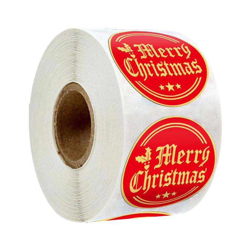 50-500Pcs 1 Inch Golden Font Merry Christmas Sticker Thank You Sticker Seal Label For Envelope Gift Wrapping Stationery Decor