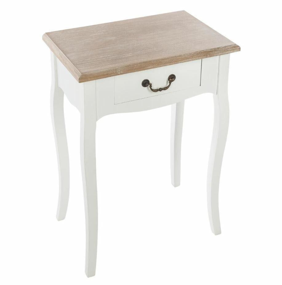 Chrysa white table with a classic drawer